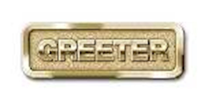 Badge-Greeter-Magnetic Back-Brass (2-1/16" x 2/3")