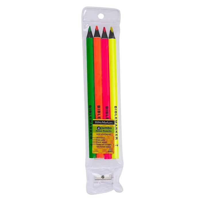 Highlighter Pencils-Dry Biblemarkers-Jumbo-Neon (Set Of 4)