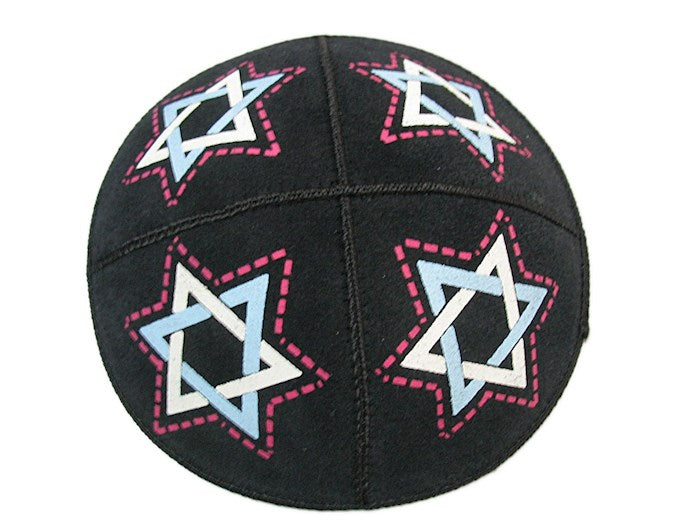 Kippah-Stars Of David-Leather (