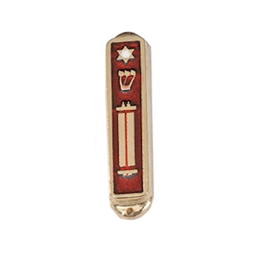 Mezuzah-Car-Shin Symbol (2")-Brass Enameled (