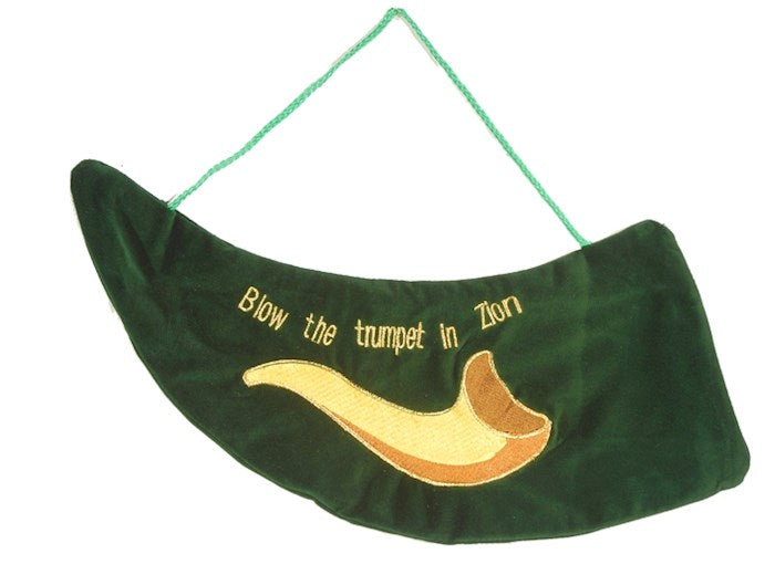 Shofar Bag-Blow The Trumpet-Embroidered Velvet-Midnight Blue (