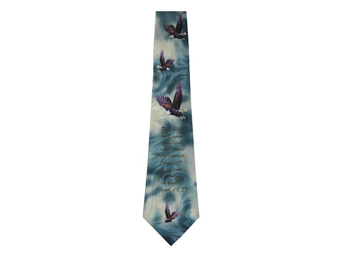 Tie-Eagles-Isaiah 40:31-Polyester-Turquoise