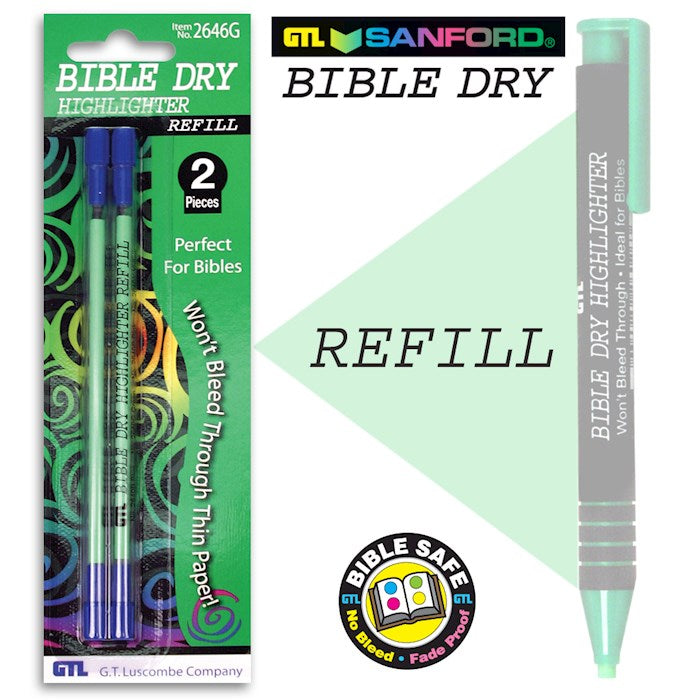 Highlighter-Bible Dry-Green Refill (Pack Of 2) (Bx/6)