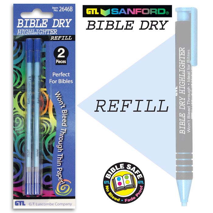 Highlighter-Bible Dry-Blue Refill (Pack Of 2) (Bx/6)