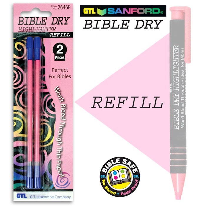 Highlighter-Bible Dry-Pink Refill (Pack Of 2) (Bx/6)