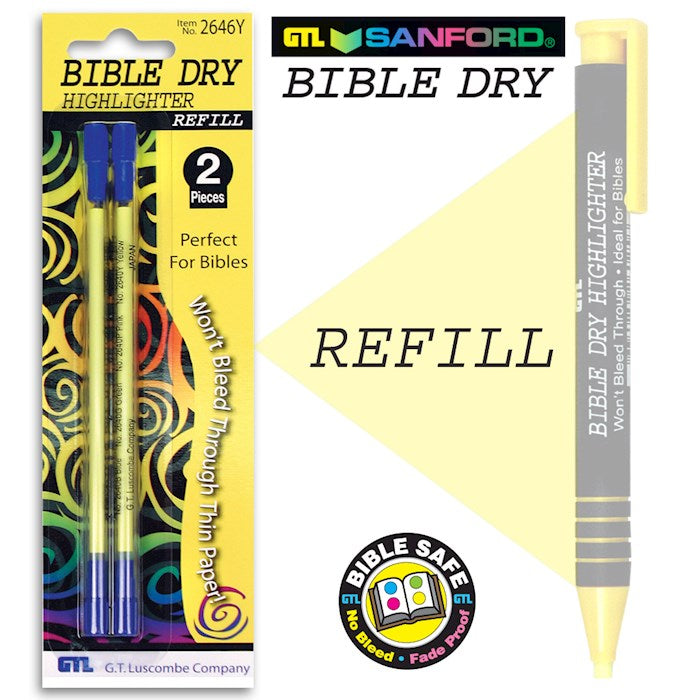 Highlighter-Bible Dry-Yellow Refill (Pack Of 6)