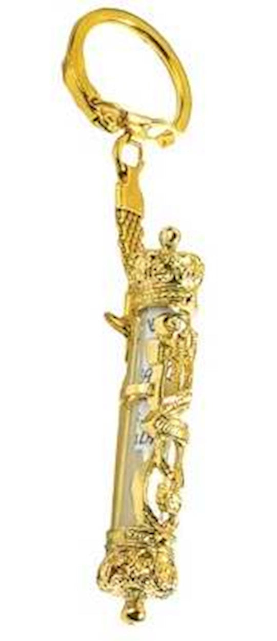 Key Chain-Mezuzah w/Parchment-Goldtone (