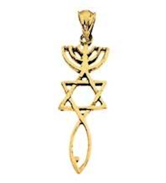Necklace-Messianic Seal Roots Symbol (Gold Plated)-20&quot; Chain (