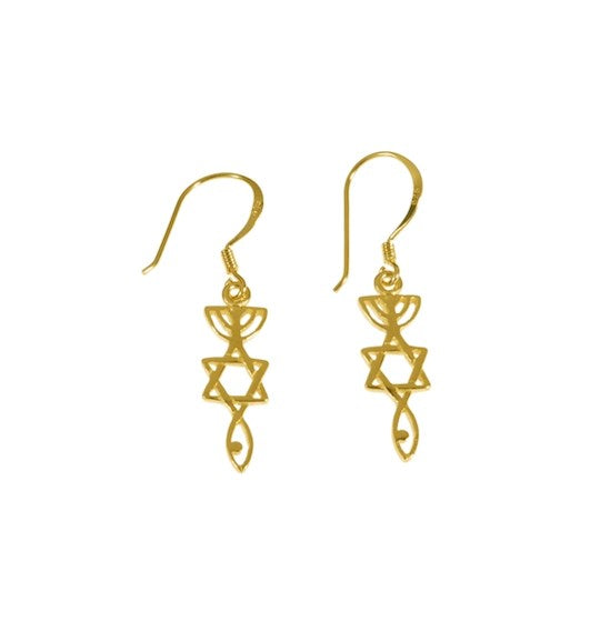 Earring-Messianic Seal Roots Symbol (Gold Plated) (