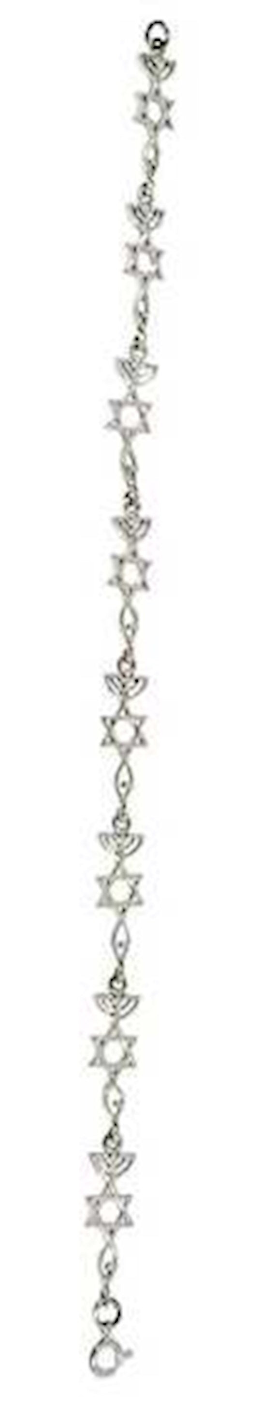 Bracelet-Messianic Seal Roots Symbol (Sterling Silver)-7" (