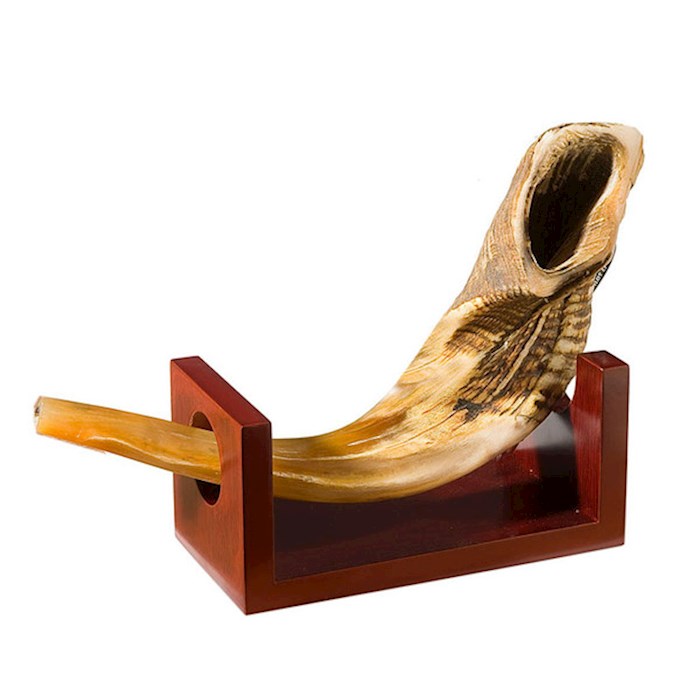 Shofar Holder-Wood For Size B &amp; Up Ram Horns (