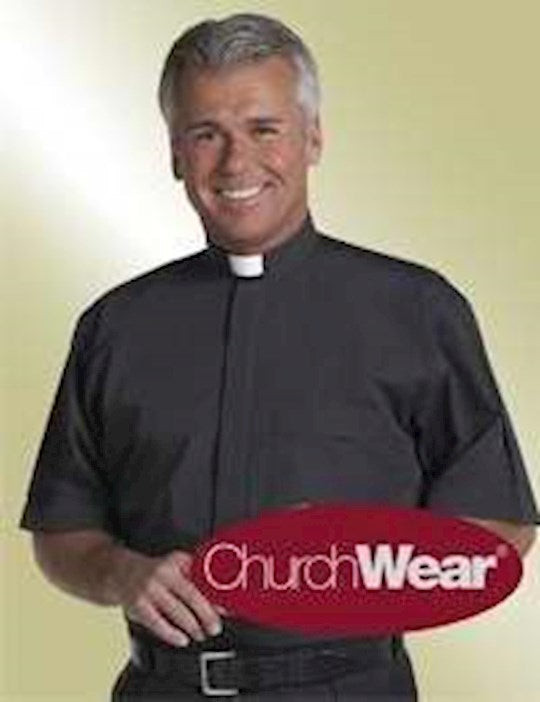 Clergy Shirt-Short Sleeve Tab Collar-17.5 In-Black
