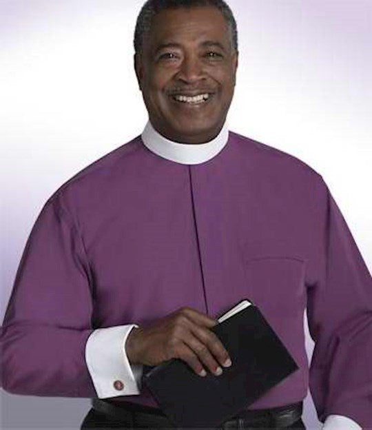 Clergy Shirt-Long Sleeve Banded Collar &amp; French Cuff-16.5X32/33-Purple