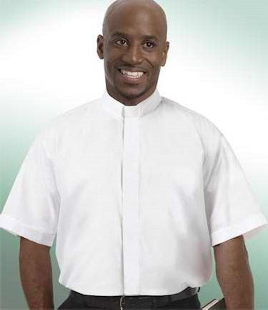Clergy Shirt-Short Sleeve Tab Collar-18.5 In-White