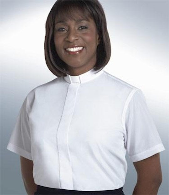 Clergy Shirt-Women-Short Sleeve Tab Collar-Size  8-White