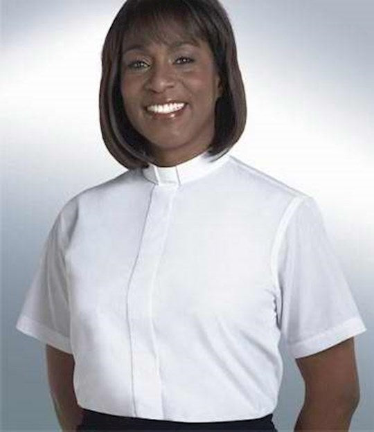 Clergy Shirt-Women-Short Sleeve Tab Collar-Size 24-White