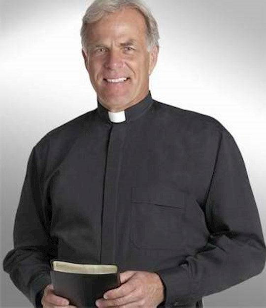 Clergy Shirt-Long Sleeve Tab Collar-17X34/35-Black