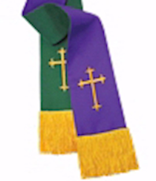 Stole-Reversible-Clergy-Pavillion-Green/Purple/Cross