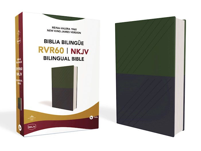 Biblia Bilingue RVR 1960-NKJV (RVR 1960/NKJV Bilingual Bible)-Blue/Green LeatherSoft
