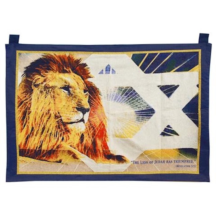 Tapestry-Lion/Star Of David (Embroidered/Woven) (27" x 42") (