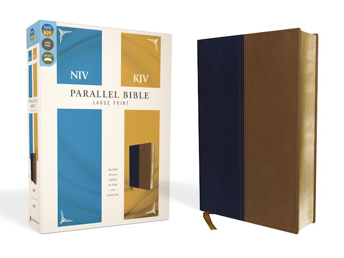 NIV &amp; KJV Side-By-Side Bible/Large Print-Navy/Tan Duo-Tone