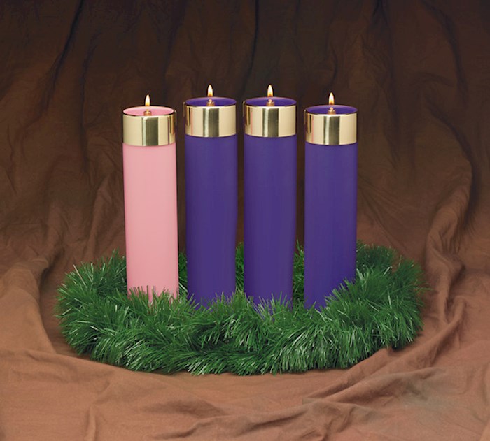 Candle-Advent-Emitte Elite Lite Candela Set-3 Blue &amp; 1 Rose w/o Christ Candle (12" x 2 5/8") (