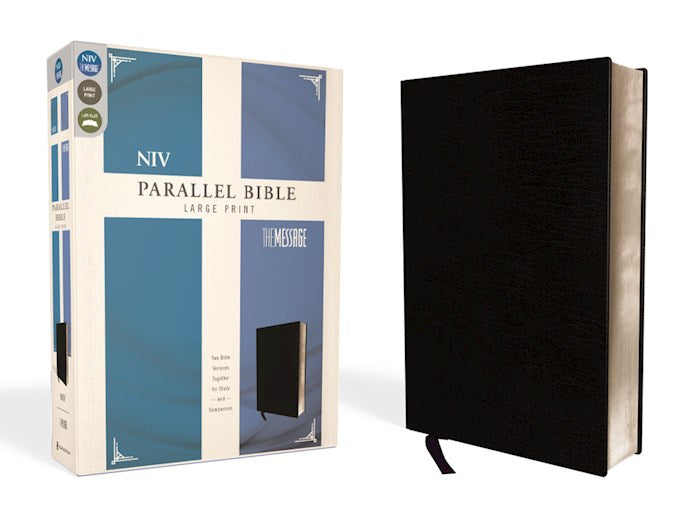 NIV &amp; Message Side-By-Side Bible/Large Print-Black Bonded Leather