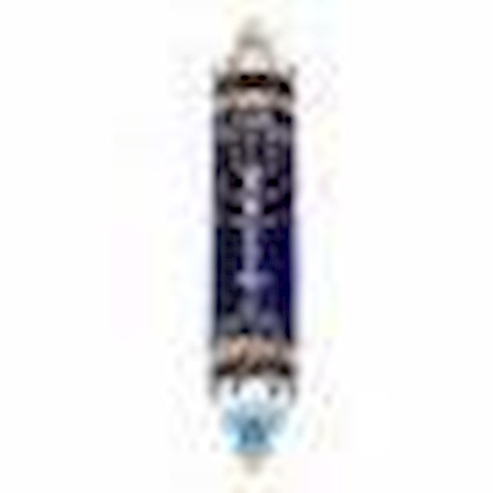 Mezuzah-Menorah-Hand Painted Blue/Gold (4.5")-Pewter (