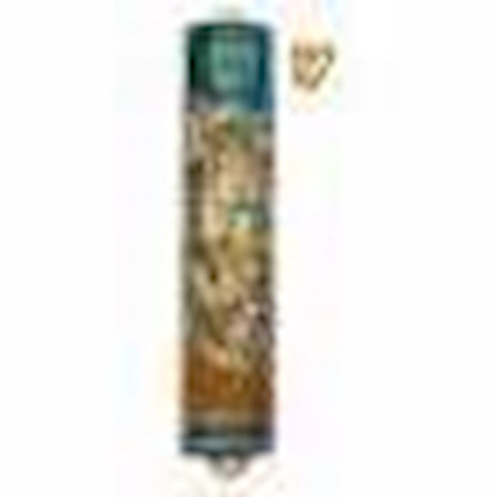 Mezuzah-Jerusalem-Hand Painted (5.5")-Pewter (