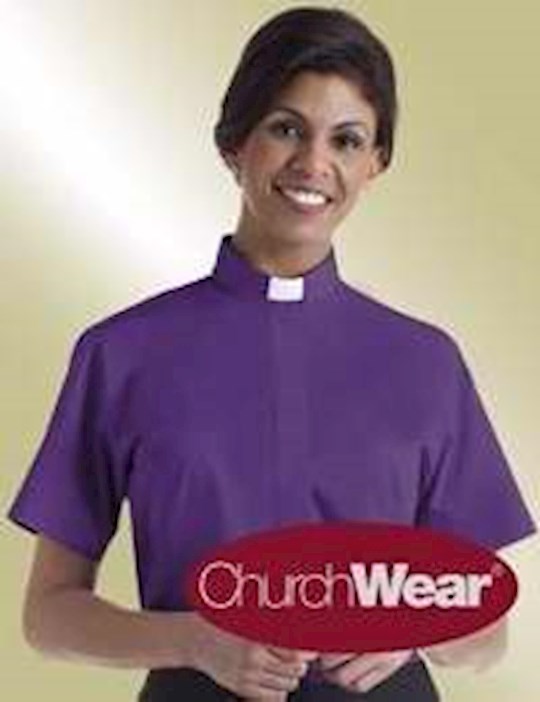 Clergy Shirt-Women-Short Sleeve Tab Collar-Size 18-Church Purple