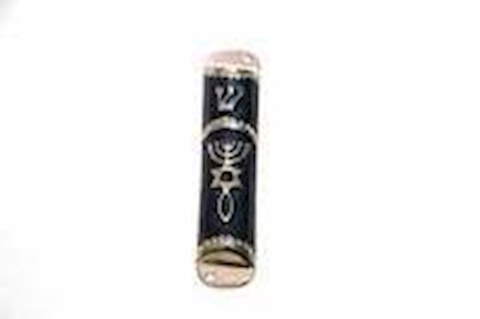 Mezuzah-Messianic Roots Symbol-Blue (4.5")-Pewter (