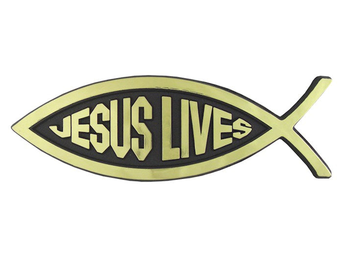 Auto Decal-3D Jesus Lives/Large Fish (Gold) (Pack of 6)
