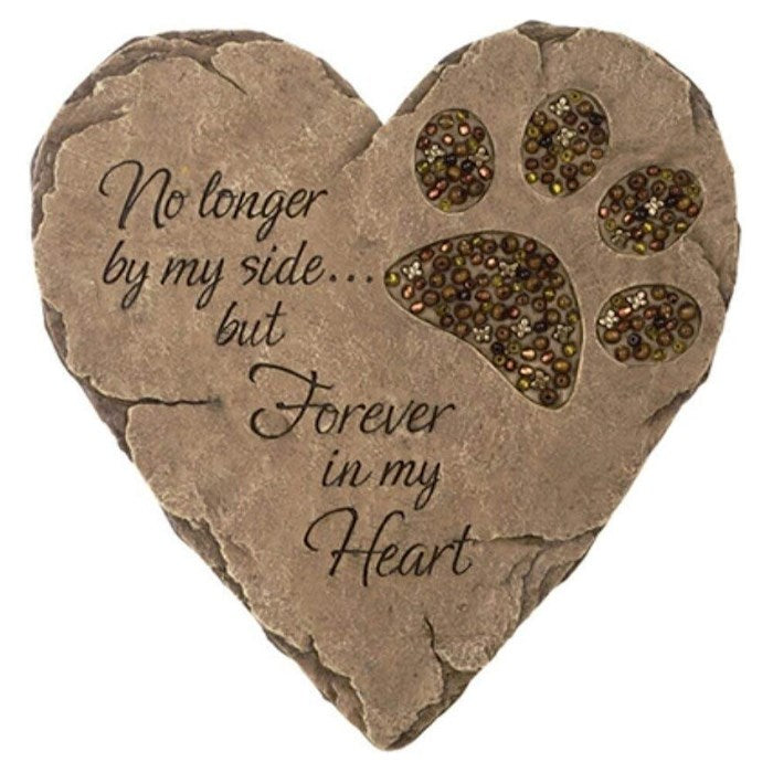 Memorial Stone-Pet Bereavement/No Longer By My Side (Heart Shaped) (9.75")