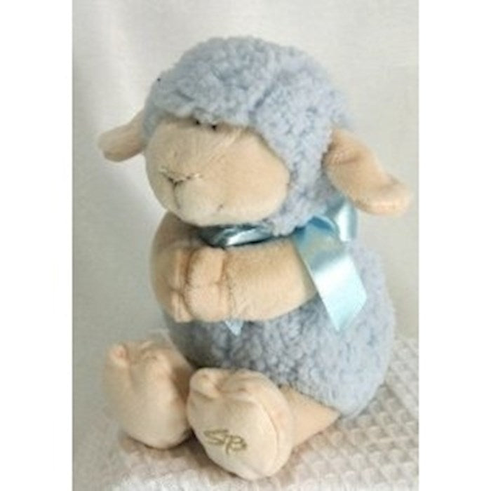 Plush-Musical Praying Lamb/Jesus Loves Me (11&quot;)-Blue