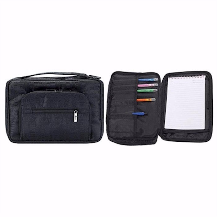 Bible Cover-Books Of The Bible Jacquard W/Organizer &amp; Study Kit-Black-XLG