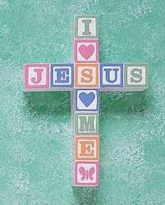 Wall Cross-Jesus Loves Me Blocks-Pastel