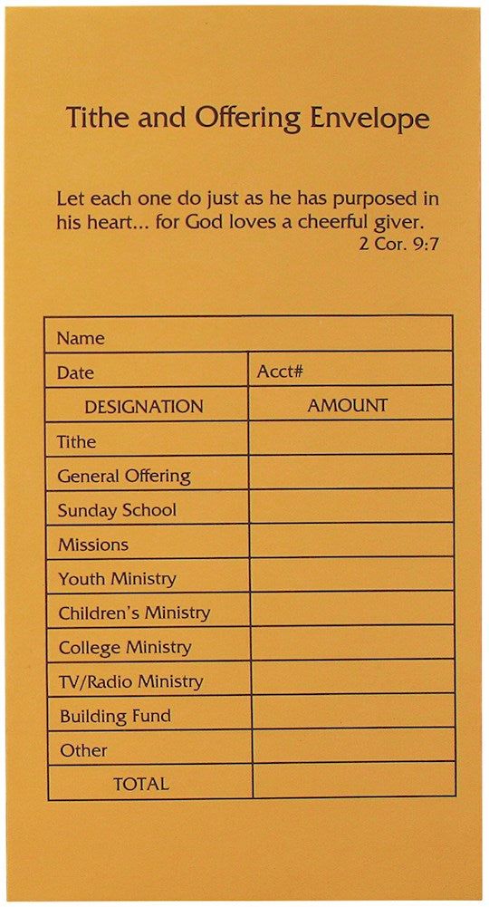 Offering Envelope-Tithe And Offering (3.5 X 6.5) (Pack Of 100) (Buff)