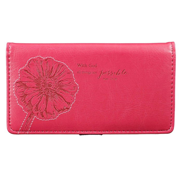 Checkbook Wallet-With God/Pink Orchid