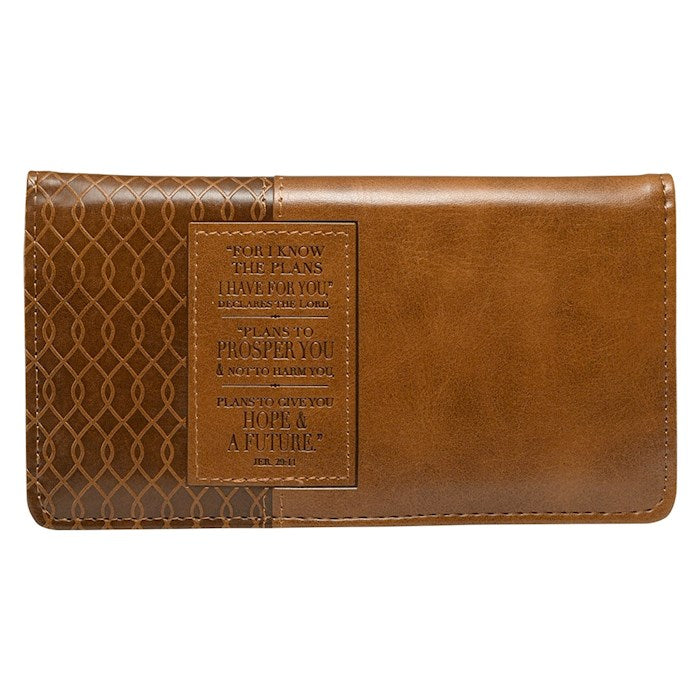 Checkbook Wallet-For I Know The Plans/Tan Twirl