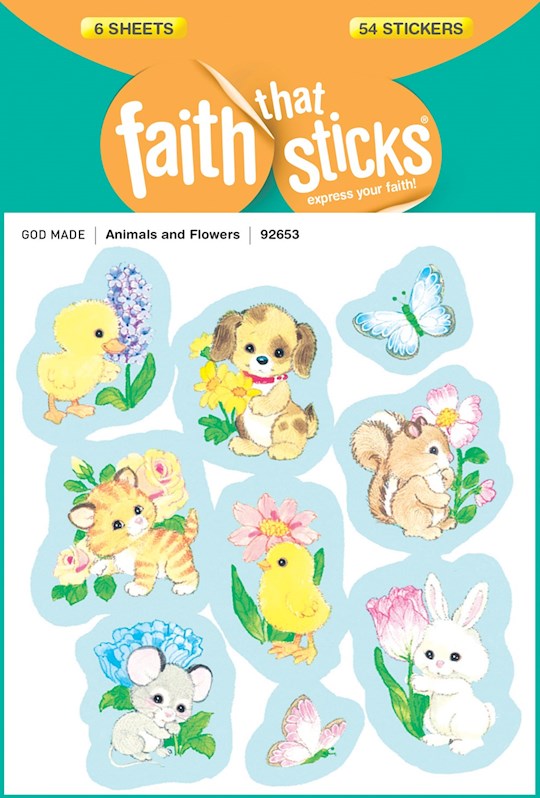 Sticker-Animals &amp; Flowers (6 Sheets) (Faith That Sticks)