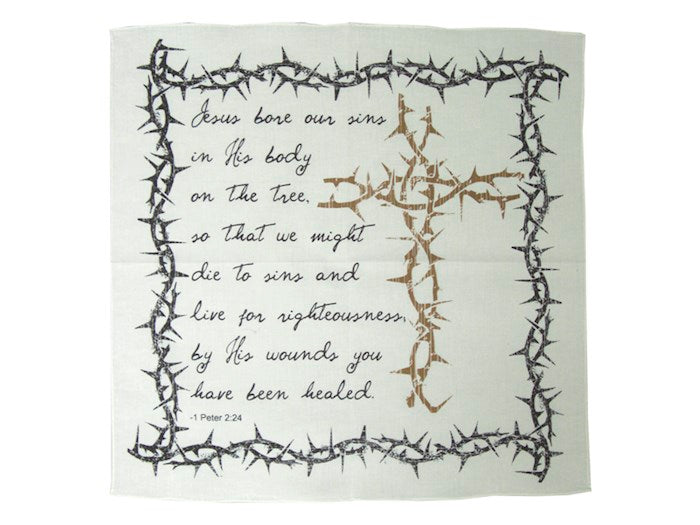 Cloth-Prayer Cloth/Cross &amp; Thorns (Pack of 6)