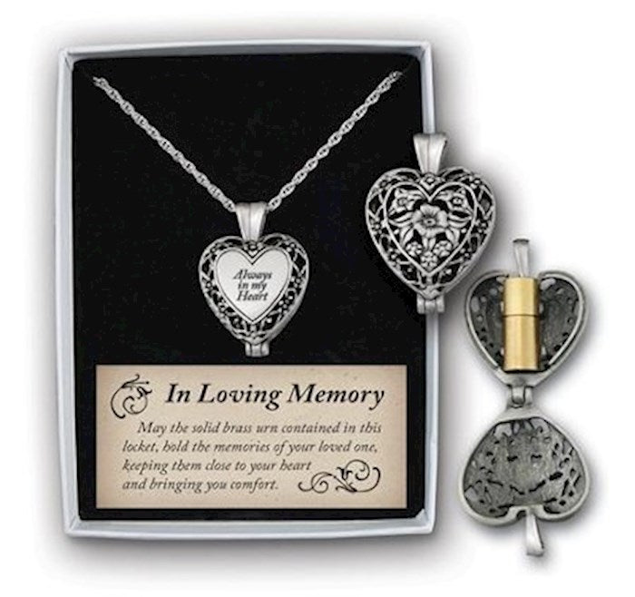 Locket-Always In My Heart Memorial Heart w/Vial (24")
