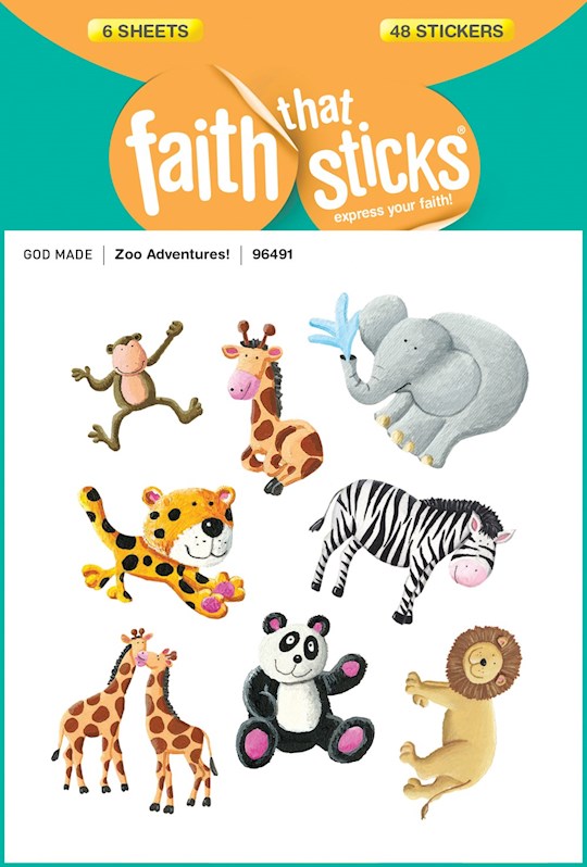 Sticker-Zoo Adventures! (6 Sheets) (Faith That Sticks)