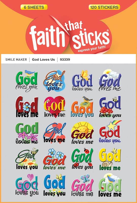 Sticker-God Loves Us (6 Sheets) (Faith That Sticks)