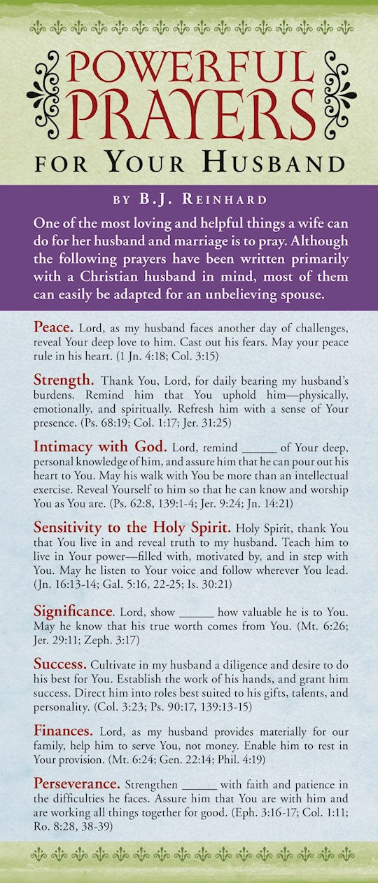 Bookmark-Powerful Prayers For Your Husband (Pack Of 50)