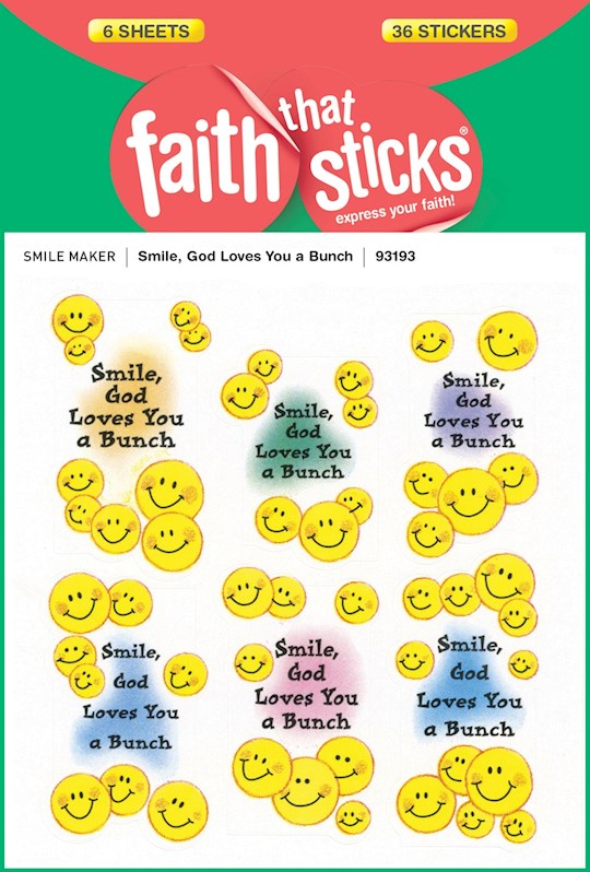 Sticker-Smile God Loves You A Bunch (6 Sheets) (Faith That Sticks)