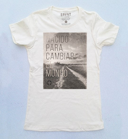 Span-Ts-Born To Change The World-Womens-Xs-Ivory/Brown