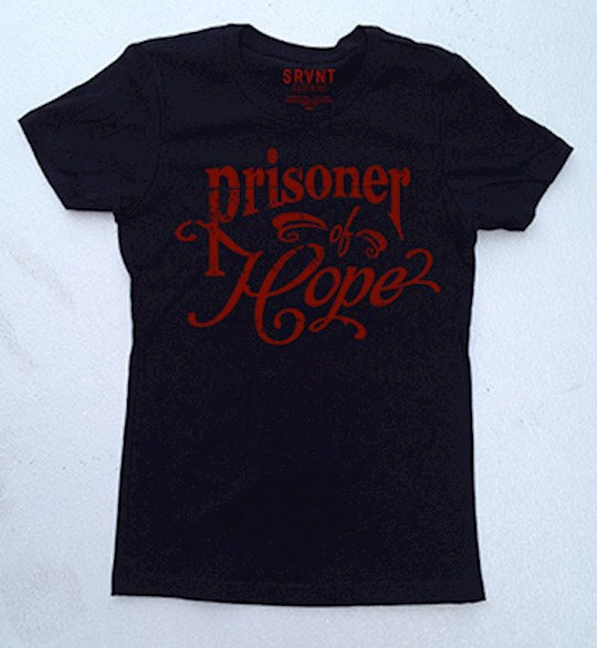 Tee Shirt-Prisoner Of Hope Womens Boyfriend Tee-Xs-Black W/Red