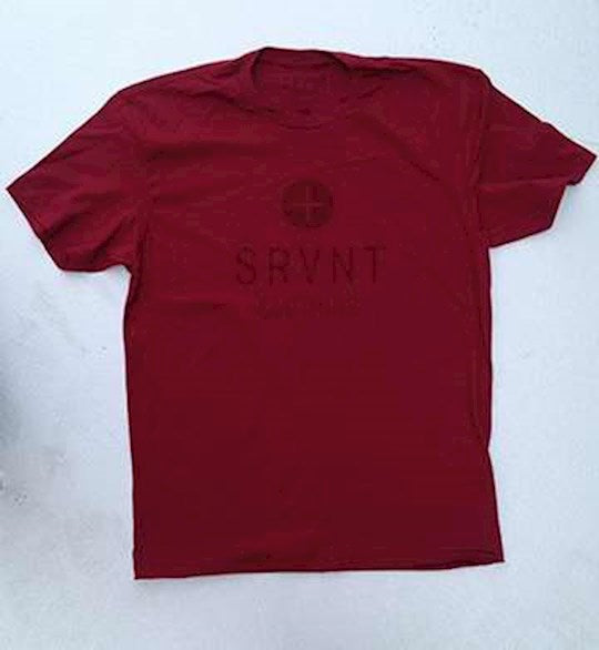 Tee Shirt-Srvnt Plus Mens Premium Fitted Tee-Large-Cardinal W/Dark Logo