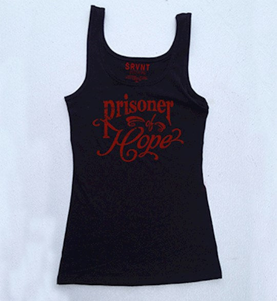 Tee Shirt-Prisoner Of Hope Womens Jersey Tank- Small-Black W/Red